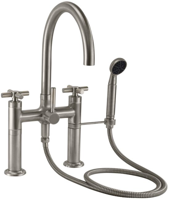 CALIFORNIA FAUCETS 1008-30X.20 Descanso Tub Fillers Industrial Deck Mount Tub Filler - Arc Spout