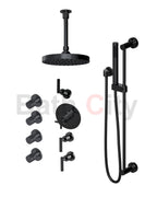 RUBINET 47GNL Genesis Temperature Control Shower with Three Separate Volume Controls, 8" Ceiling Mount Shower Head, Adjustable Slide Bar, Integral Supply, Hand Held Shower & Four Body Sprays (Trim Only)