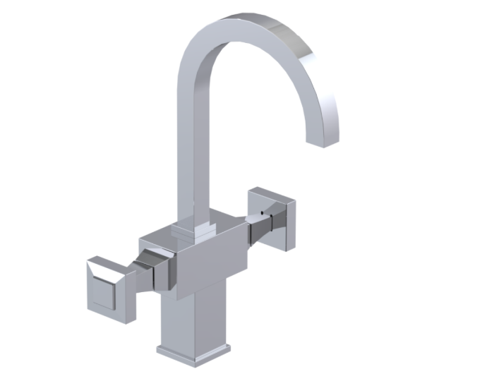 RUBINET 1CICQ Ice Single Hole Dual Handle Lav. Set. (less drain)