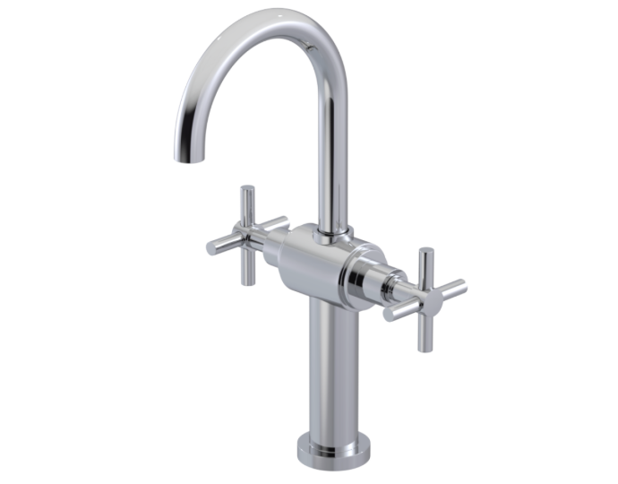 RUBINET 1DGLC Genesis Single Hole Dual Handle Lav. Set with LaSalle Spout with extended base (less drain)