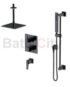 RUBINET 42RSQ Seven Temperature Control Shower with Two Separate Volume Controls, Fixed Shower Head, Adjustable Slide Bar, Integral Supply & Hand Held Shower/ 8" Ceiling Mount-Trim Only