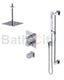 RUBINET 42RSQ Seven Temperature Control Shower with Two Separate Volume Controls, Fixed Shower Head, Adjustable Slide Bar, Integral Supply & Hand Held Shower/ 8" Ceiling Mount-Trim Only