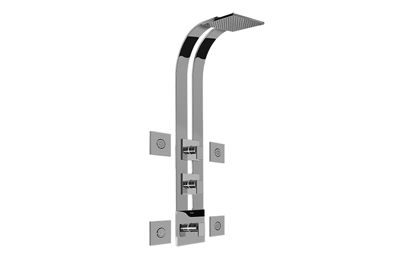 Graff Solar GE3.100A-LM31S-T Square Thermostatic Ski Shower Set w/Body Sprays (Trim)