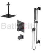 RUBINET 42RSQ Seven Temperature Control Shower with Two Separate Volume Controls, Fixed Shower Head, Adjustable Slide Bar, Integral Supply & Hand Held Shower/ 8" Ceiling Mount-Trim Only