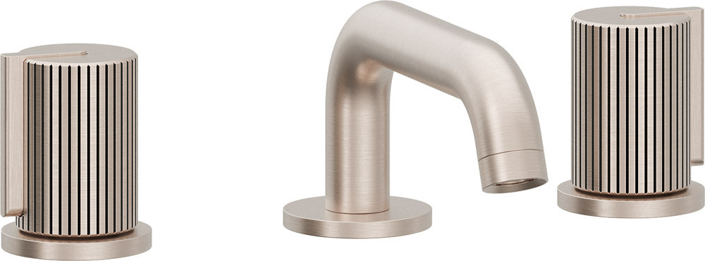 California Faucets 3902PI  Jalama  8" Widespread Lavatory Faucet - Low Quad Spout with ZeroDrain and Pinstripe Intaglio Cylinder Handle