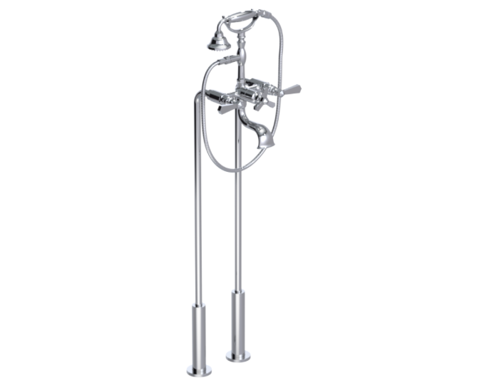 RUBINET 3FHXL Hexis Floor Mount Tub Filler with Hand Held Shower