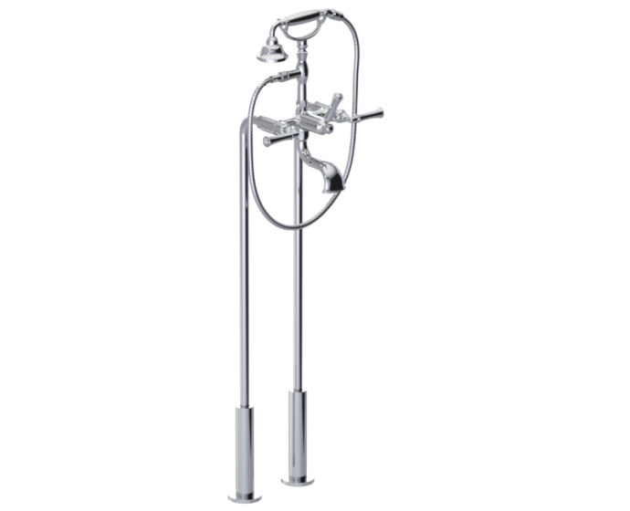 RUBINET 3FRVL Raven Floor Mount Tub Filler with Hand Held Shower