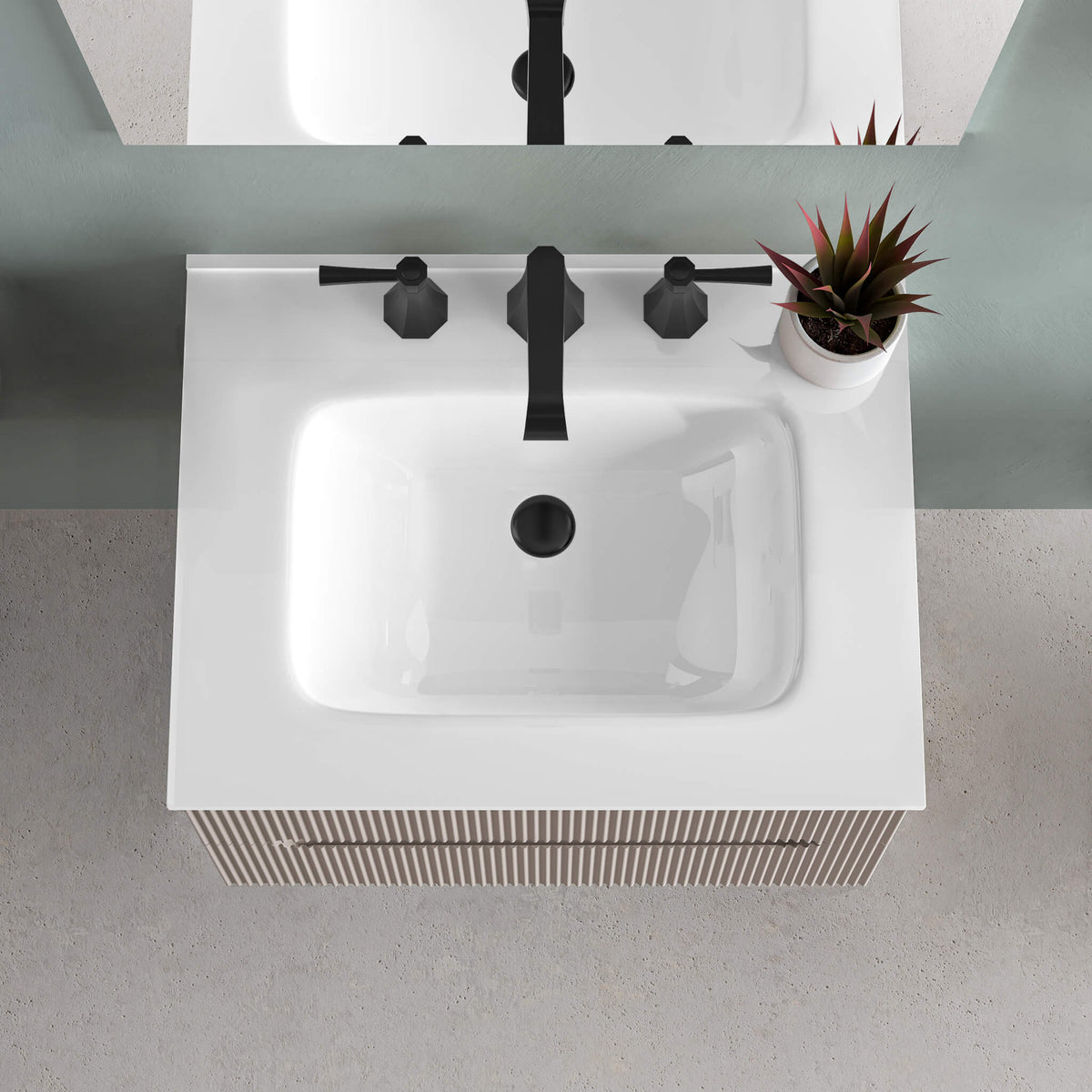 STONETOUCH 3POR24 Porto 24'' Porcelain Vanity Top - 3 Holes Main image