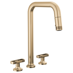 BRIZO 62507LF Widespread Pull-Down Faucet with Square Spout - Knob Handles