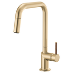 BRIZO 63065LF Pull-Down Faucet with Square Spout - Wood Lever Handle