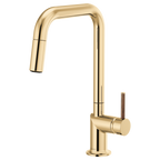 BRIZO 63065LF Pull-Down Faucet with Square Spout - Wood Lever Handle