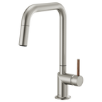 BRIZO 63065LF Pull-Down Faucet with Square Spout - Wood Lever Handle