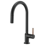 BRIZO 63075LF Pull-Down Faucet with Arc Spout - Wood Lever Handle