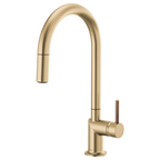 BRIZO 63075LF Pull-Down Faucet with Arc Spout - Wood Lever Handle