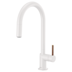 BRIZO 63075LF Pull-Down Faucet with Arc Spout - Wood Lever Handle