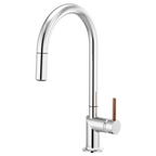 BRIZO 63075LF Pull-Down Faucet with Arc Spout - Wood Lever Handle
