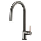BRIZO 63075LF Pull-Down Faucet with Arc Spout - Wood Lever Handle