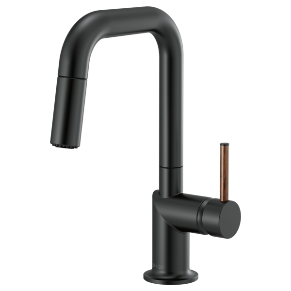 BRIZO 63965LF Pull-Down Prep Faucet with Square Spout - Wood Lever Handle Main image