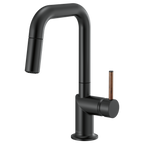 BRIZO 63965LF Pull-Down Prep Faucet with Square Spout - Wood Lever Handle