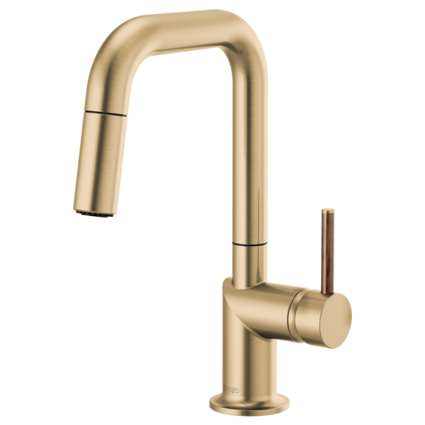 BRIZO 63965LF Pull-Down Prep Faucet with Square Spout - Wood Lever Handle Secondary image