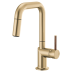 BRIZO 63965LF Pull-Down Prep Faucet with Square Spout - Wood Lever Handle