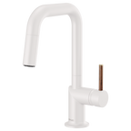 BRIZO 63965LF Pull-Down Prep Faucet with Square Spout - Wood Lever Handle