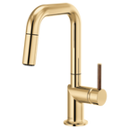 BRIZO 63965LF Pull-Down Prep Faucet with Square Spout - Wood Lever Handle