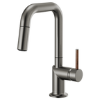 BRIZO 63965LF Pull-Down Prep Faucet with Square Spout - Wood Lever Handle