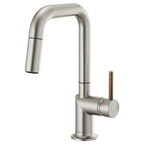BRIZO 63965LF Pull-Down Prep Faucet with Square Spout - Wood Lever Handle