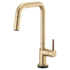 BRIZO 64065LF SmartTouch Pull-Down Kitchen Faucet with Square Spout - Wood Lever Handle