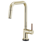 BRIZO 64065LF SmartTouch Pull-Down Kitchen Faucet with Square Spout - Wood Lever Handle