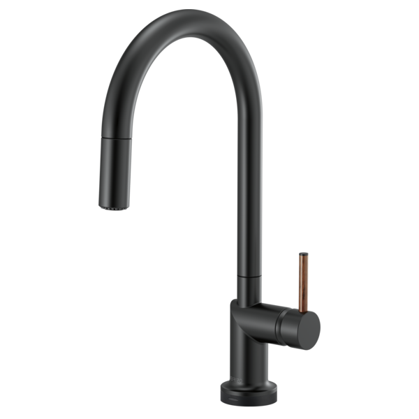 BRIZO 64075LF SmartTouch Pull-Down Kitchen Faucet with Arc Spout - Wood Lever Handle Main image