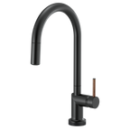 BRIZO 64075LF SmartTouch Pull-Down Kitchen Faucet with Arc Spout - Wood Lever Handle