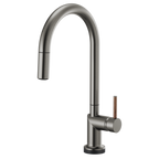 BRIZO 64075LF SmartTouch Pull-Down Kitchen Faucet with Arc Spout - Wood Lever Handle