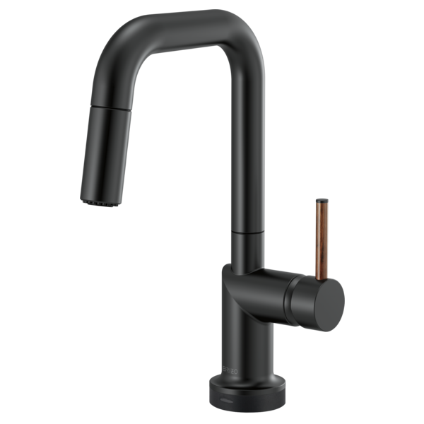 BRIZO 64965LF SmartTouch Pull-Down Prep Kitchen Faucet with Square Spout - Wood Lever Handle Main image
