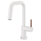 BRIZO 64965LF SmartTouch Pull-Down Prep Kitchen Faucet with Square Spout - Wood Lever Handle
