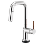 BRIZO 64965LF SmartTouch Pull-Down Prep Kitchen Faucet with Square Spout - Wood Lever Handle