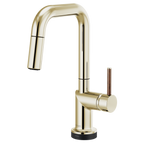 BRIZO 64965LF SmartTouch Pull-Down Prep Kitchen Faucet with Square Spout - Wood Lever Handle