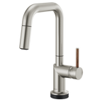BRIZO 64965LF SmartTouch Pull-Down Prep Kitchen Faucet with Square Spout - Wood Lever Handle