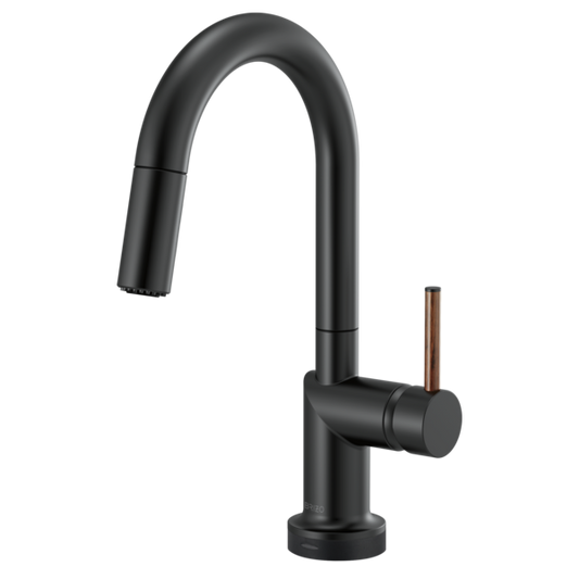 BRIZO 64975LF SmartTouch Pull-Down Prep Kitchen Faucet with Arc Spout - Wood Lever Handle