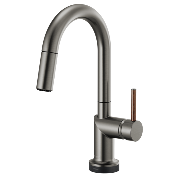 BRIZO 64975LF SmartTouch Pull-Down Prep Kitchen Faucet with Arc Spout - Wood Lever Handle