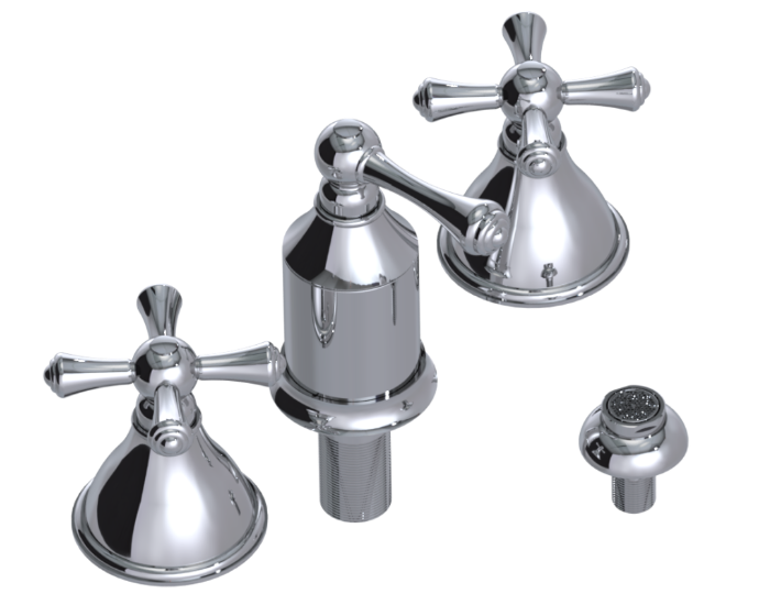 RUBINET 6CFMC Jasmin Bidet Fitting with Spray, Diverter, and Vacum Breaker (Less Drain) Main image