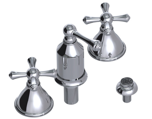 RUBINET 6CFMC Jasmin Bidet Fitting with Spray, Diverter, and Vacum Breaker (Less Drain)