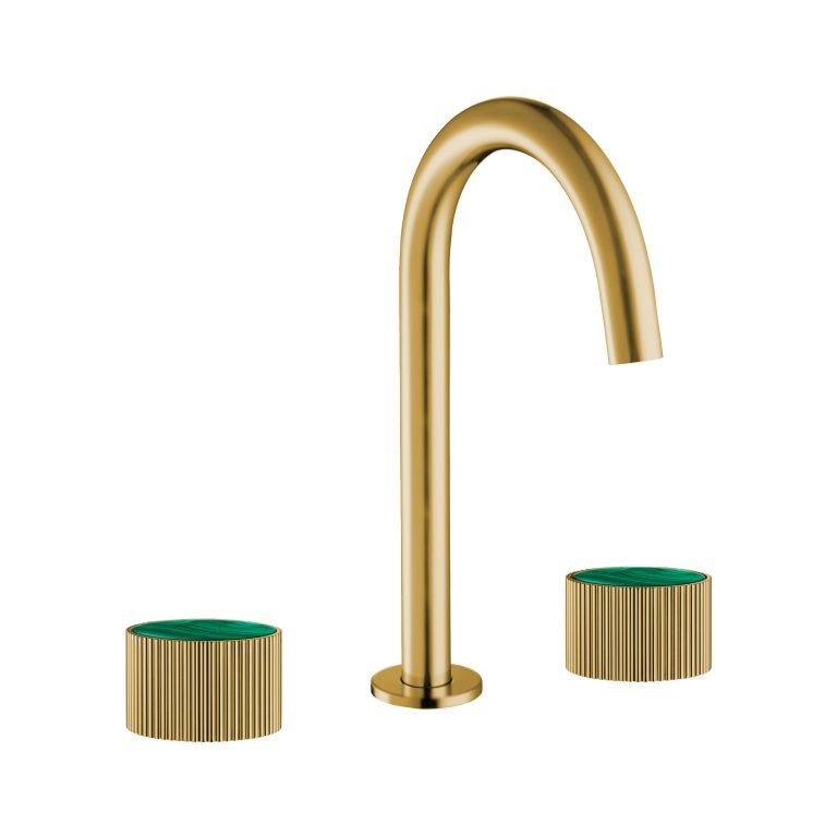 MAIER 82075J Bespoke Wide Spread Lav Curved Handle and Malachite Inlay Secondary image