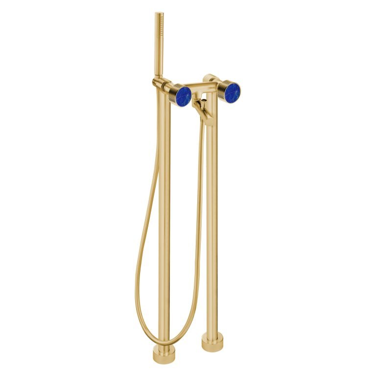 MAIER 82512 Bespoke Floor Mount Tub Filler Stripes Handle and Lapis Iazuli Inlay