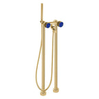 MAIER 82512 Bespoke Floor Mount Tub Filler Curved Handle and Lapis Iazuli Inlay