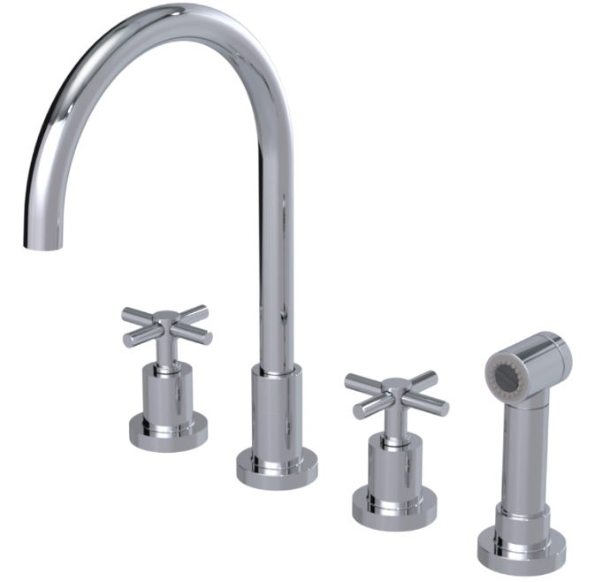 RUBINET 8AGLSC Genesis Widespread Kitchen Set with LaSalle Spout with Hand Spray Main image