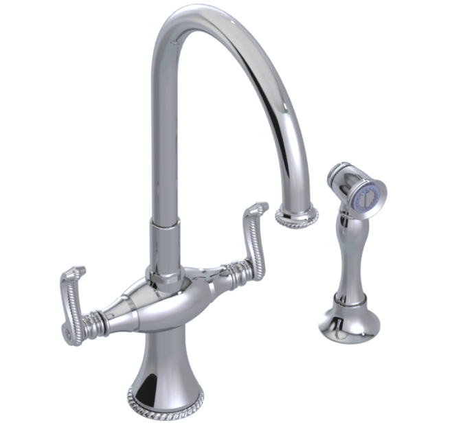 RUBINET 8DETSL Etruscan Two Handle Single Hole Kitchen Set with Hand Spray