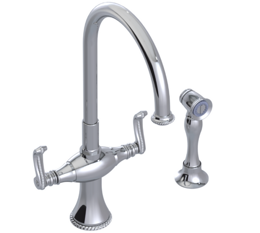 RUBINET 8DETSL Etruscan Two Handle Single Hole Kitchen Set with Hand Spray