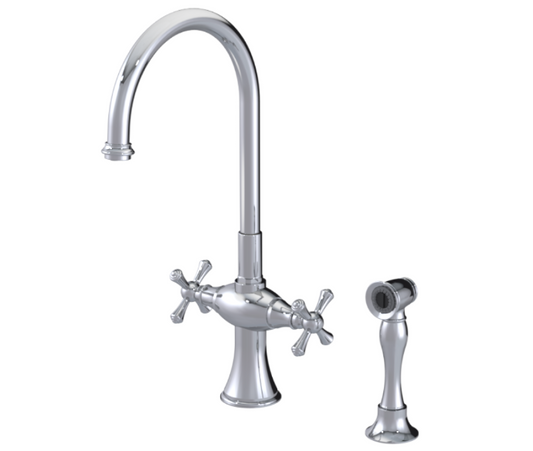 RUBINET 8DFMSC Jasmin Two Handle Single Hole Kitchen Set with Hand Spray